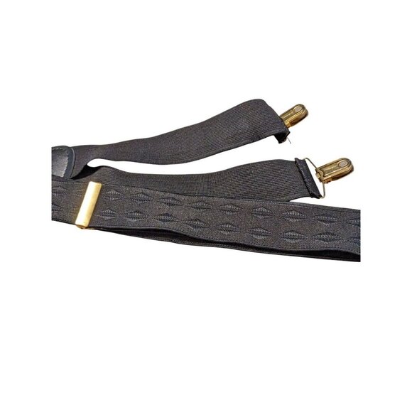 Vintage CAS West Germany Suspenders Clips Black Satin Mens Formal - Picture 3 of 4